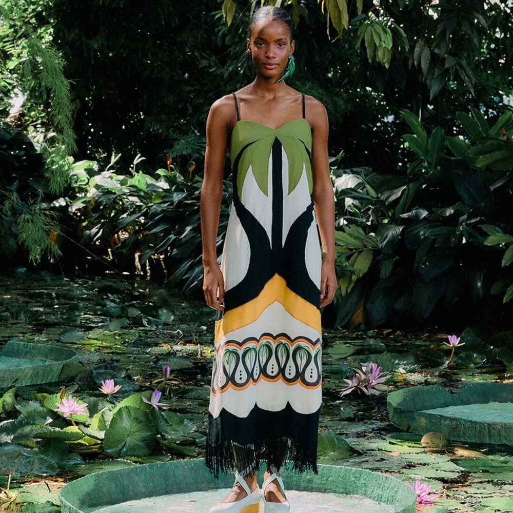 Farm Rio Off-White Coconut Tree Flow Dress